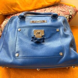 Brighton's My Flat in London Blue Leather Boxer Handbag Purse